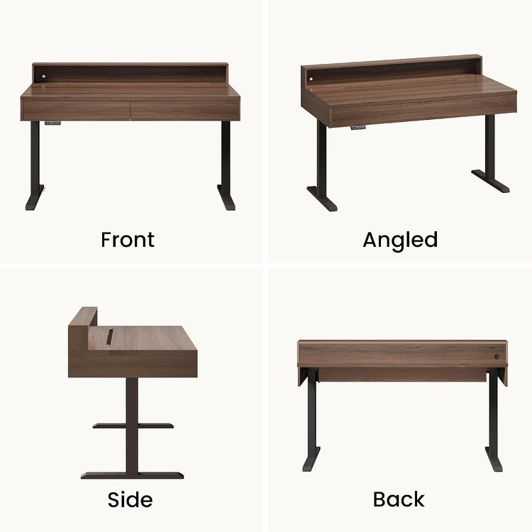 55" Stand Up Desk with Drawers, Flip-Top Hidden Storage, Height Adjustable Desk