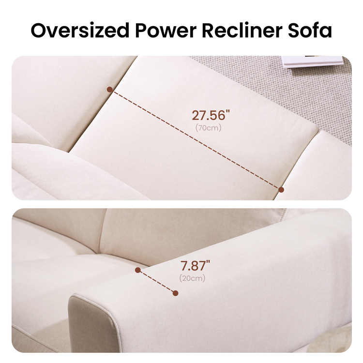 [Pre-sale] Lodden 96" 3-Seater Power Reclining Sofa with Zero Gravity & USB-C，Beige