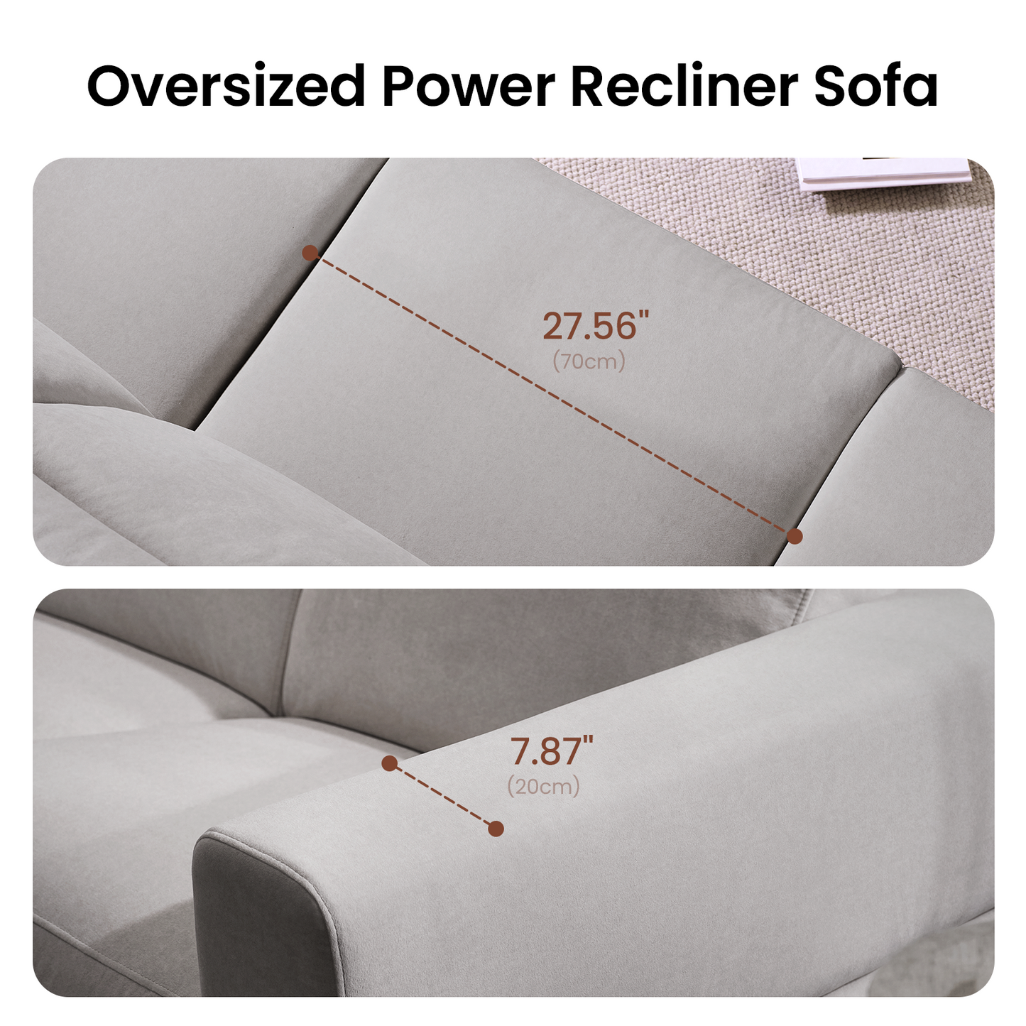 Lodden Power Reclining Sofa Set with Zero Gravity & USB-C，Grey