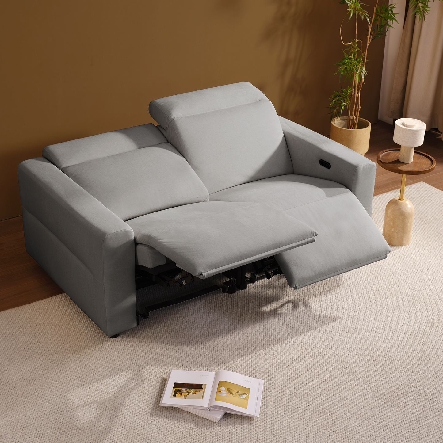 Lodden 68.4" Power Reclining Sofa Loveseat with Zero Gravity & USB-C，Grey