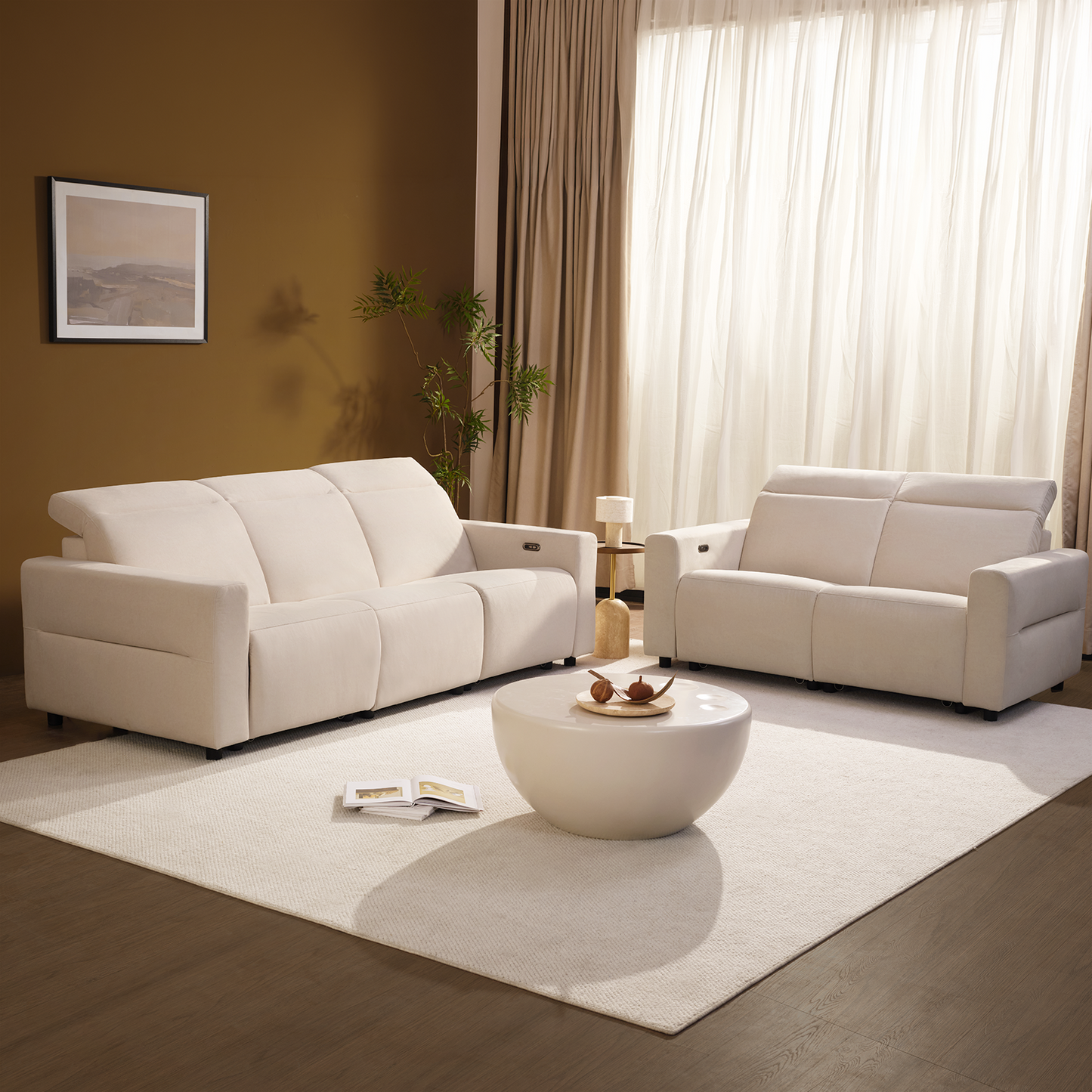 Lodden Power Reclining Sofa Set with Zero Gravity & USB-C，Beige