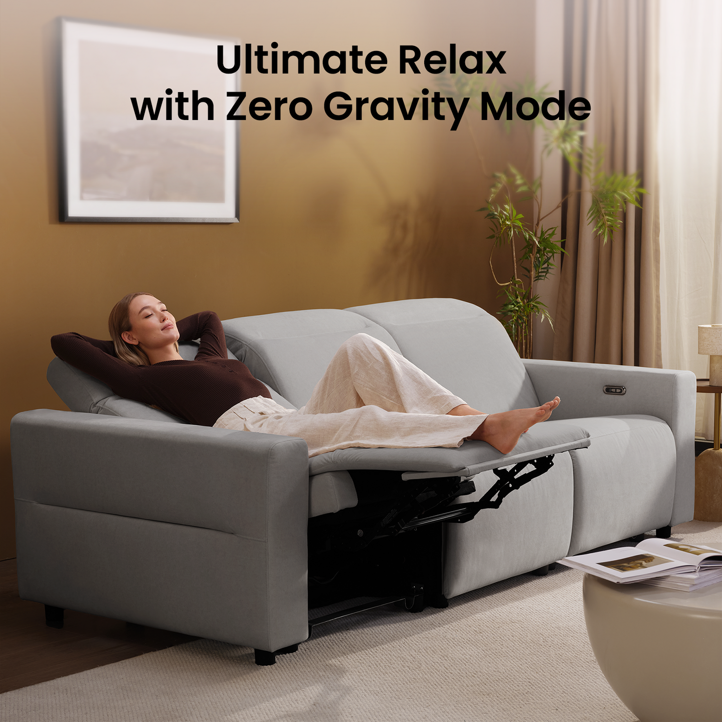 Lodden Power Reclining Sofa Set with Zero Gravity & USB-C，Grey