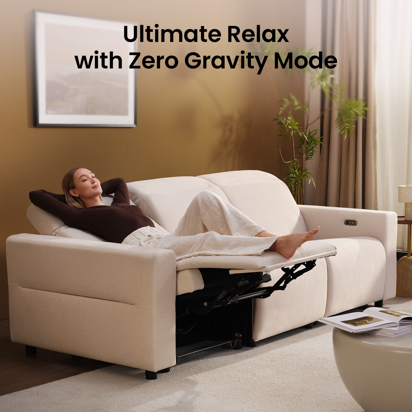 Lodden Power Reclining Sofa Set with Zero Gravity & USB-C，Beige