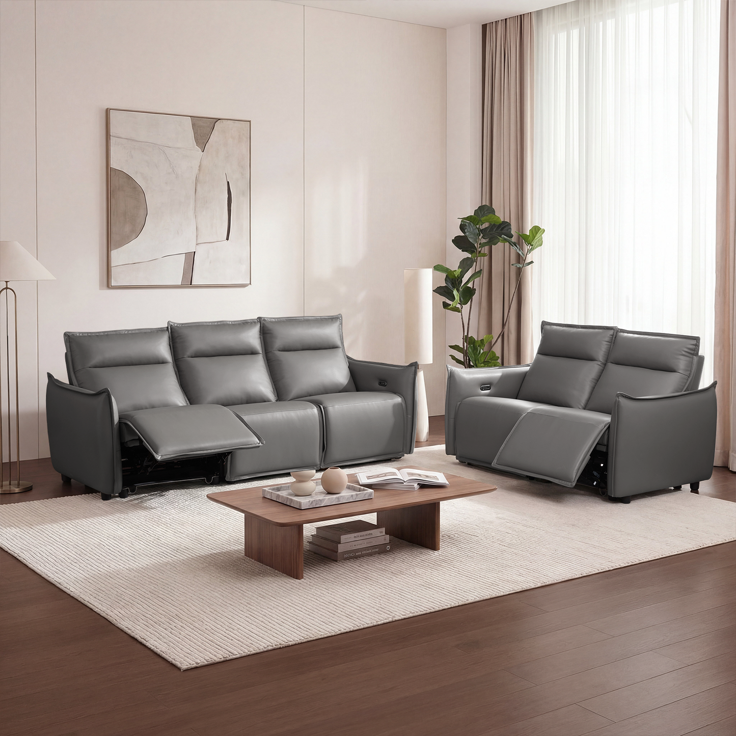 Frame Power Reclining Sofa Set with Zero Gravity & USB-C, Grey