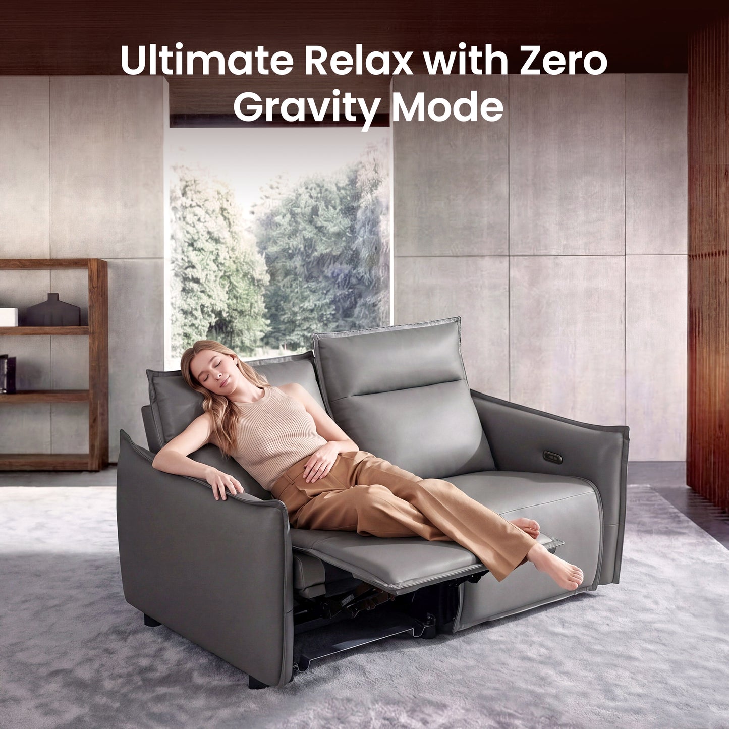 Frame Power Reclining Sofa Loveseat with Zero Gravity & USB-C, Grey