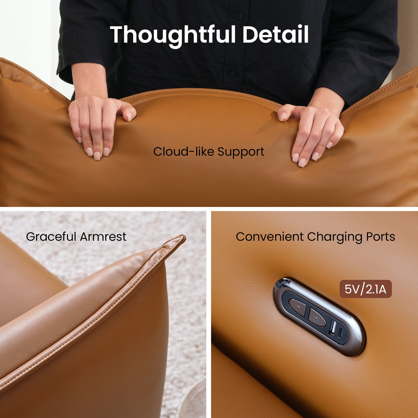 Frame 96" 3-Seater Power Reclining Sofa with Zero Gravity & USB-C, Orange