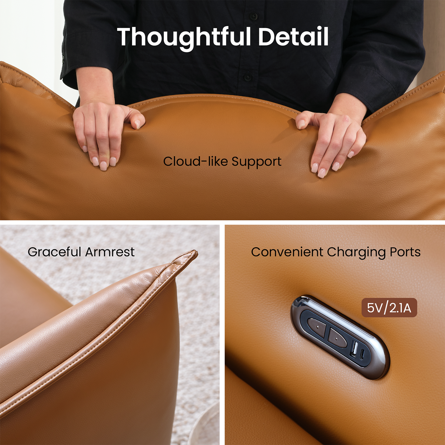 Frame Power Reclining Sofa Set with Zero Gravity & USB-C, Orange