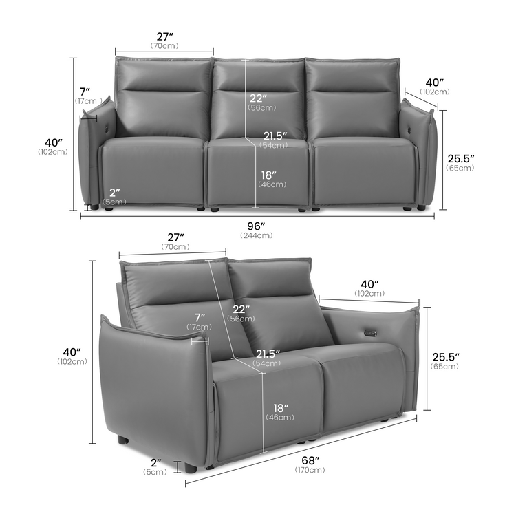 [Pre-sale] Frame Power Reclining Sofa Set with Zero Gravity & USB-C, Grey