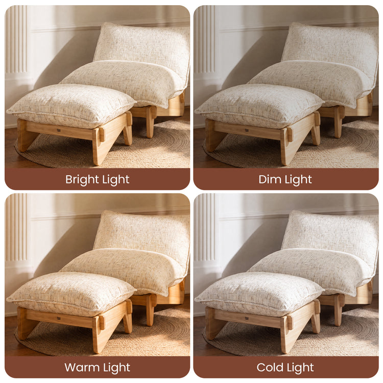 Accent Chair and Ottoman Set, Oversized Chenille Cloud Lounge Chair with Solid Wood Frame-Llia，Sandstone Beige
