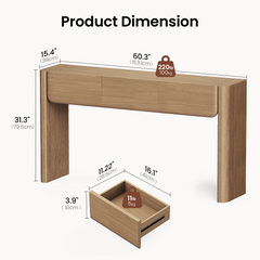 Console graphic shows 60.3 inches width, 15.4 inches depth, and 31.3 inches height