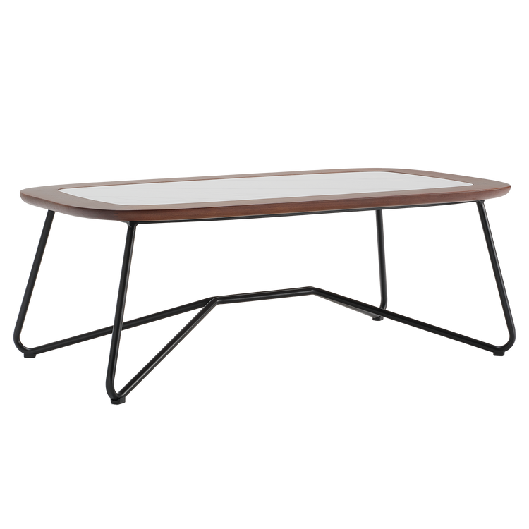 Amalfi 47.2"Outdoor Sintered Stone Coffee Table with Teak Frame
