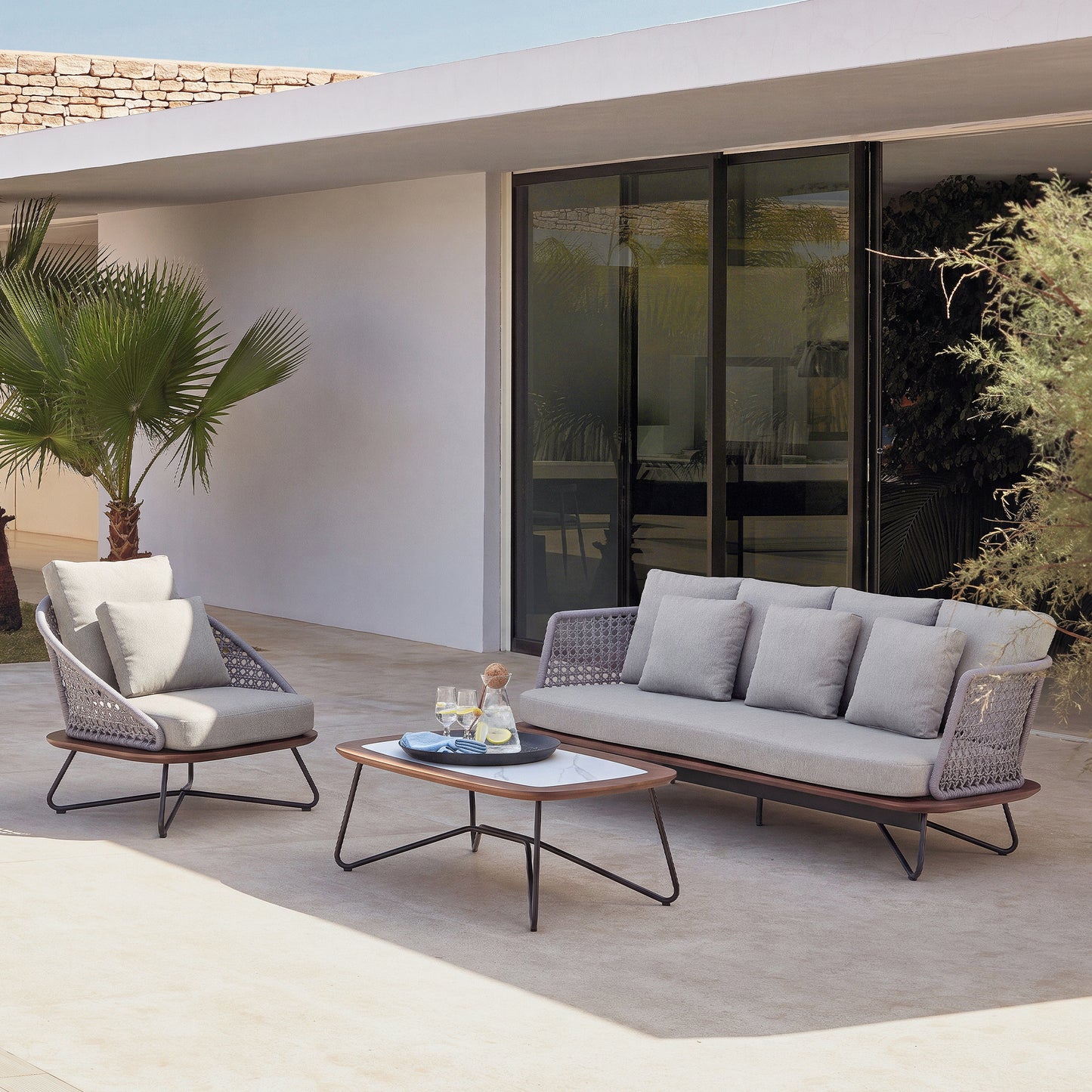 [Pre-Sale] Amalfi Woven Rope Outdoor 3-Seater Sofa with Teak Base