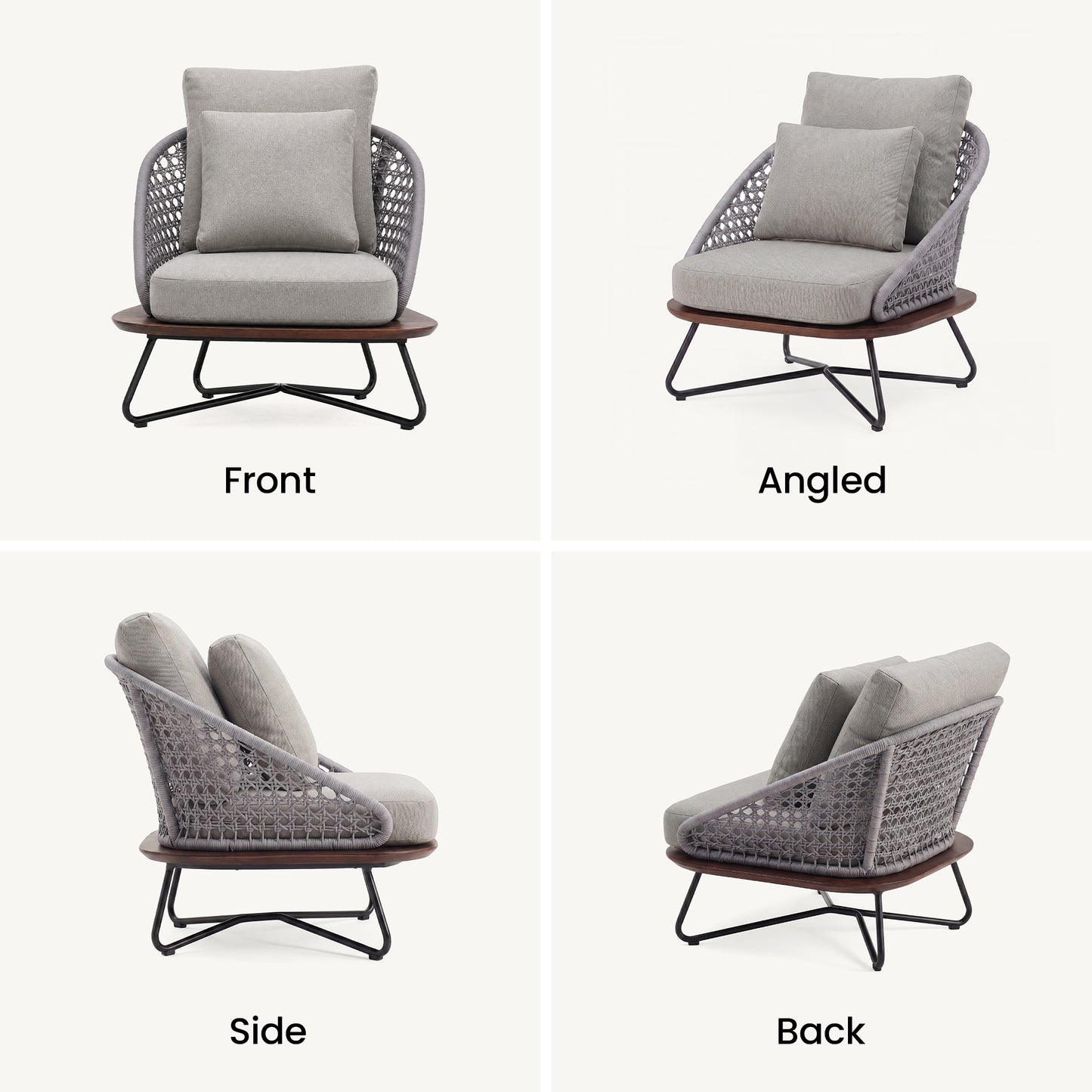 [Pre-Sale] Amalfi Woven Rope Lounge Chair & Ottoman with Teak Base