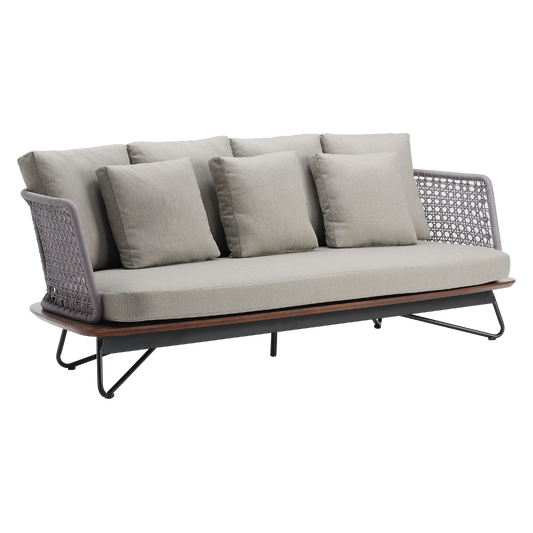 [Pre-Sale] Amalfi Woven Rope Outdoor 3-Seater Sofa with Teak Base