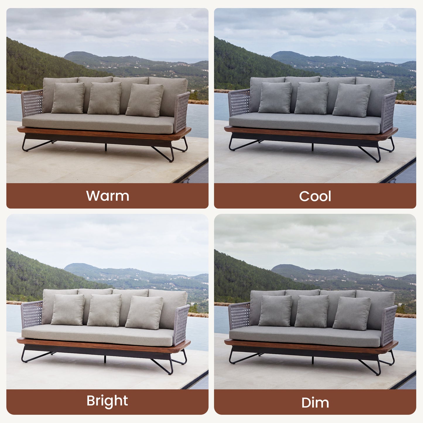[Pre-Sale] Amalfi Woven Rope Outdoor 3-Seater Sofa with Teak Base