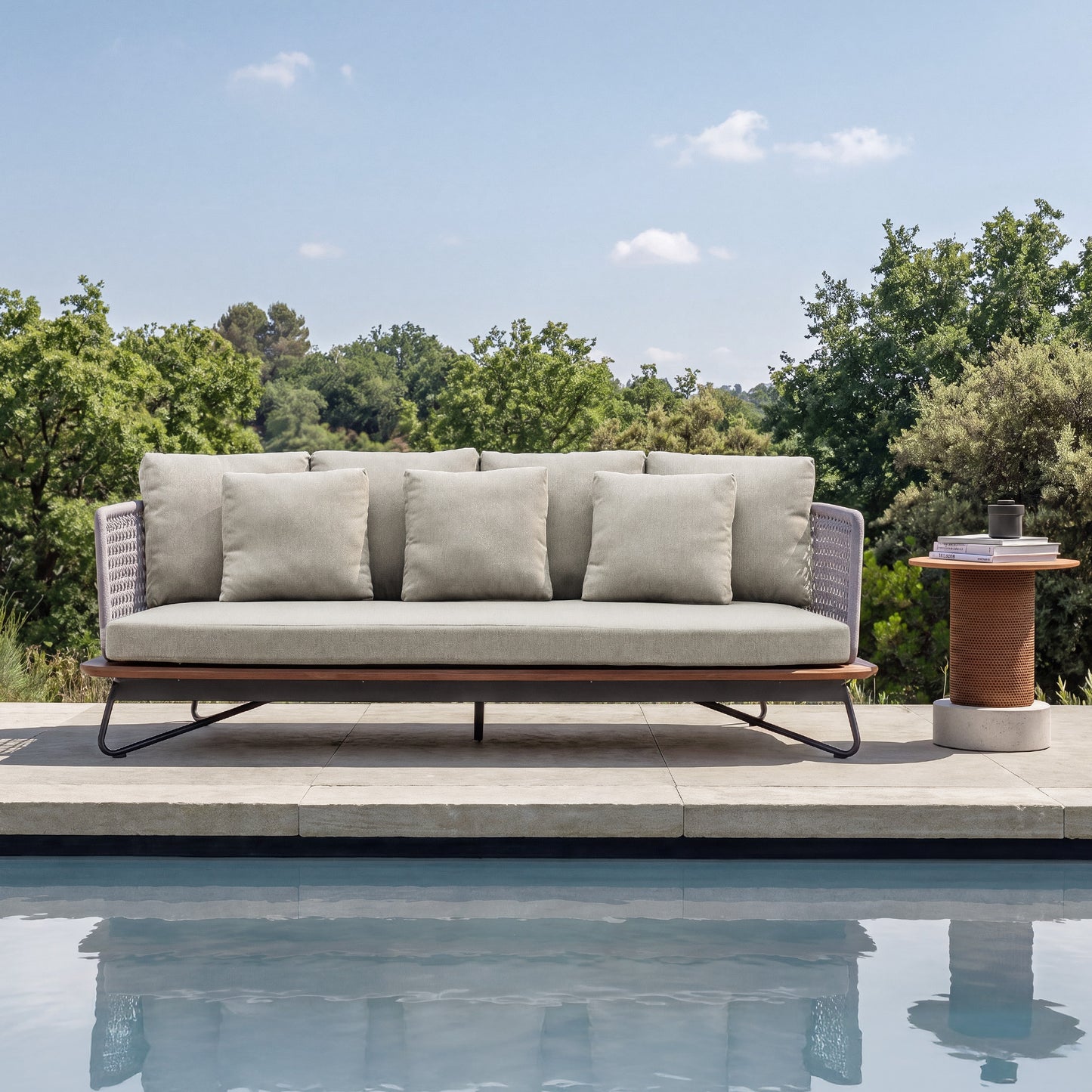 [Pre-Sale] Amalfi Woven Rope Outdoor 3-Seater Sofa with Teak Base