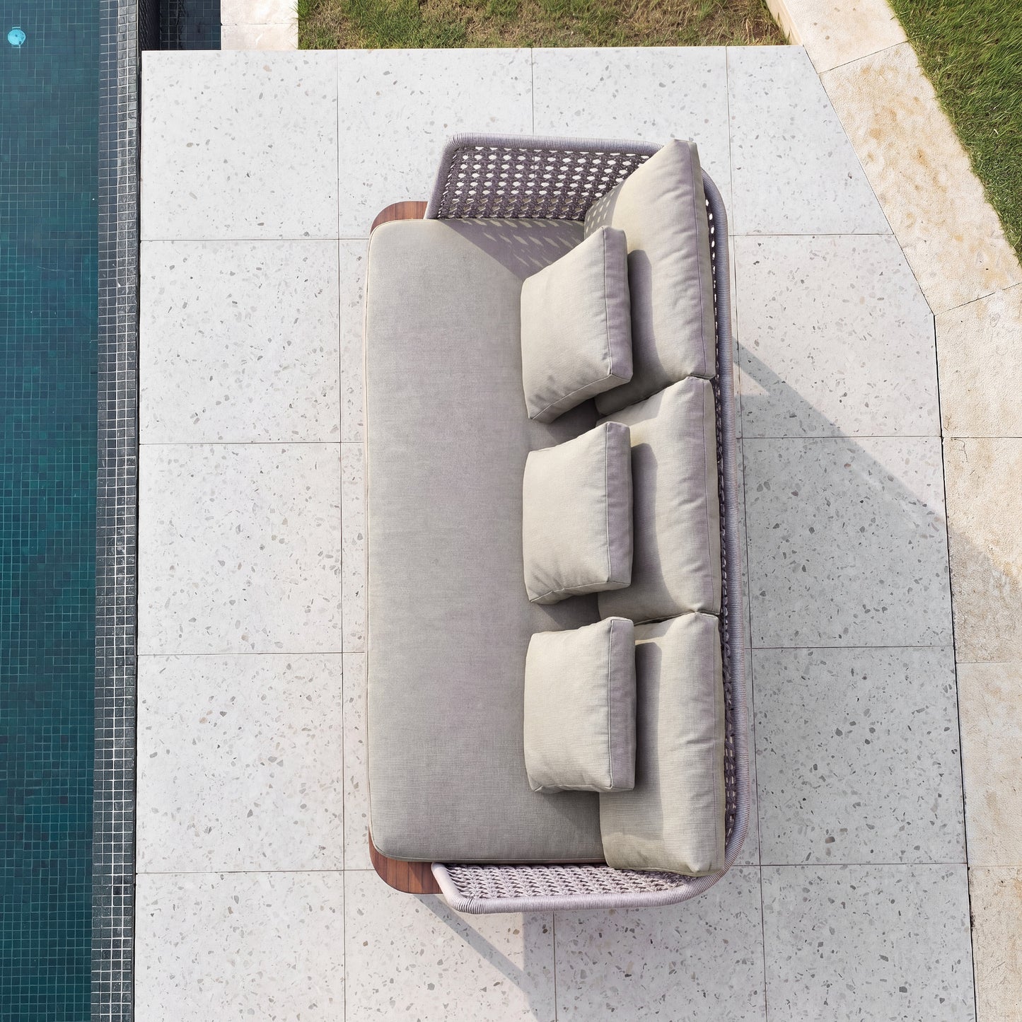 [Pre-Sale] Amalfi Woven Rope Outdoor 3-Seater Sofa with Teak Base
