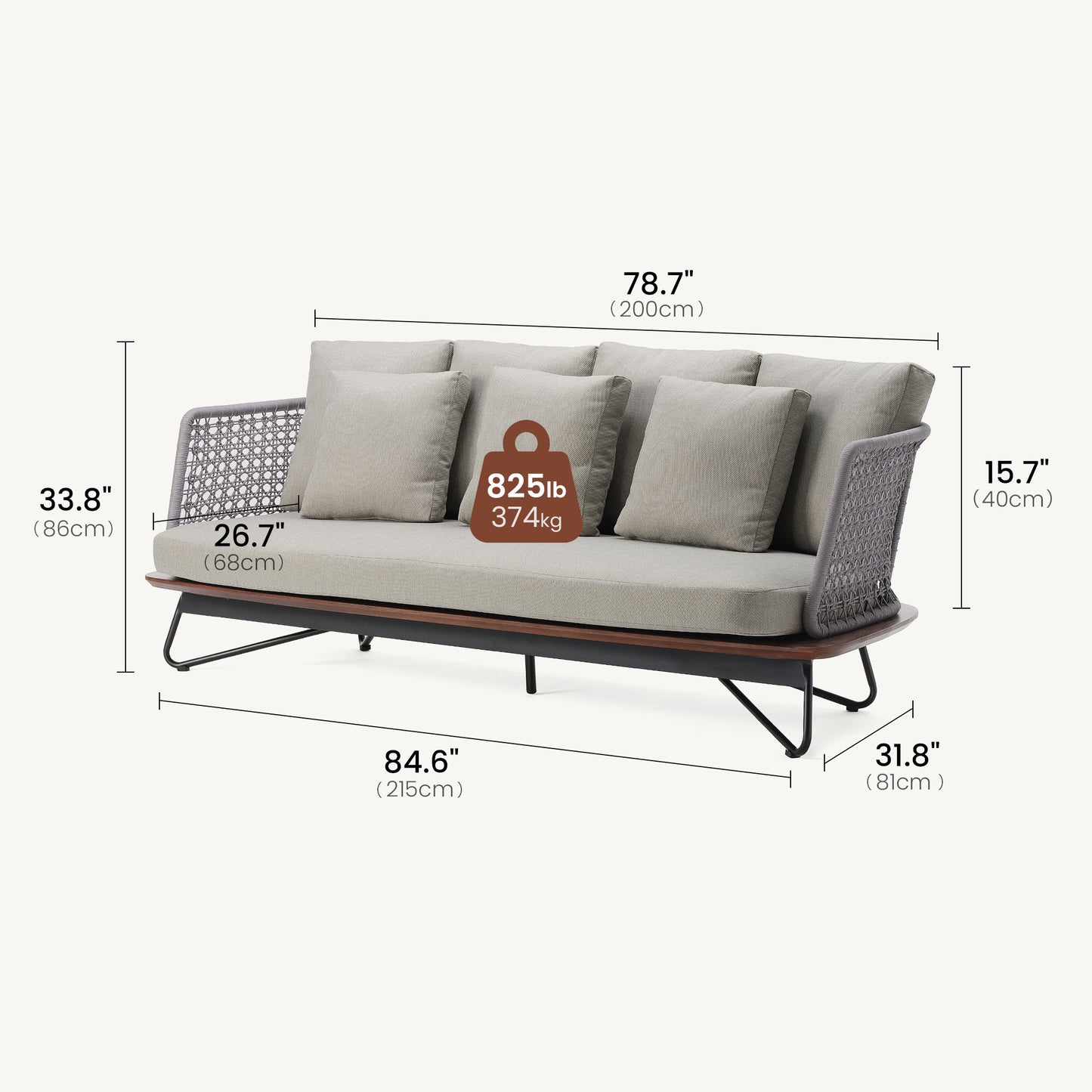 [Pre-Sale] Amalfi Woven Rope Outdoor 3-Seater Sofa with Teak Base