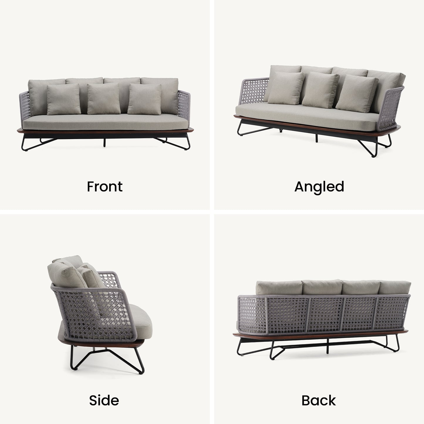 [Pre-Sale] Amalfi Woven Rope Outdoor 3-Seater Sofa with Teak Base