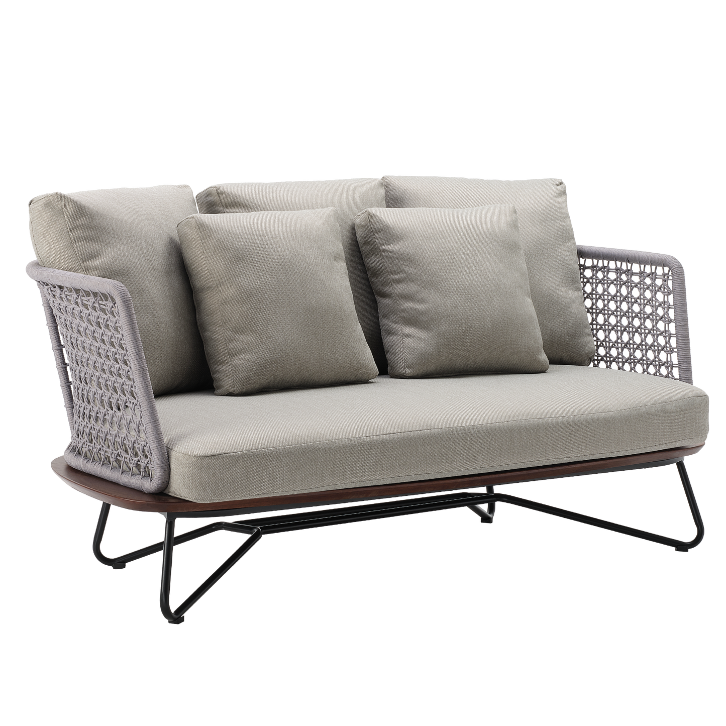[Pre-Sale] Amalfi Woven Rope Outdoor Loveseat with Teak Base