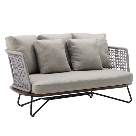 [Pre-Sale] Amalfi Woven Rope Outdoor Loveseat with Teak Base