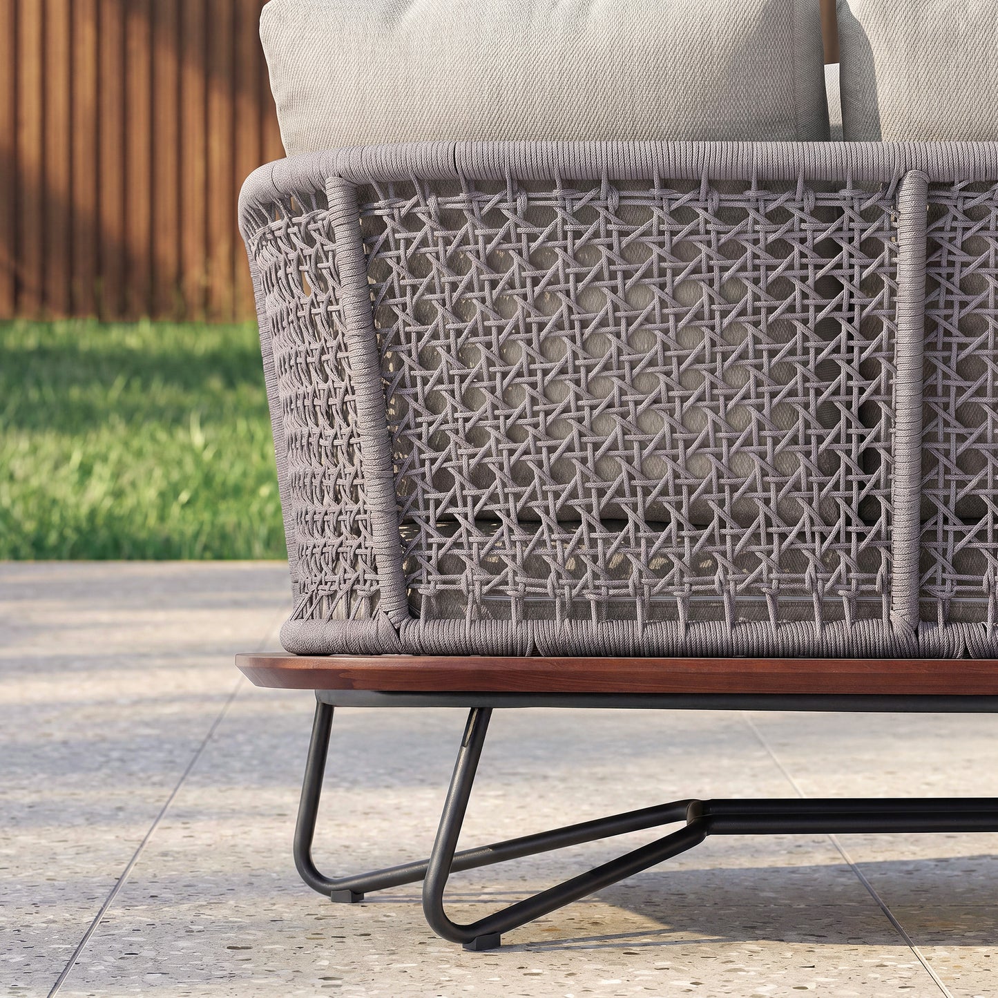 [Pre-Sale] Amalfi Woven Rope Outdoor 3-Seater Sofa with Teak Base