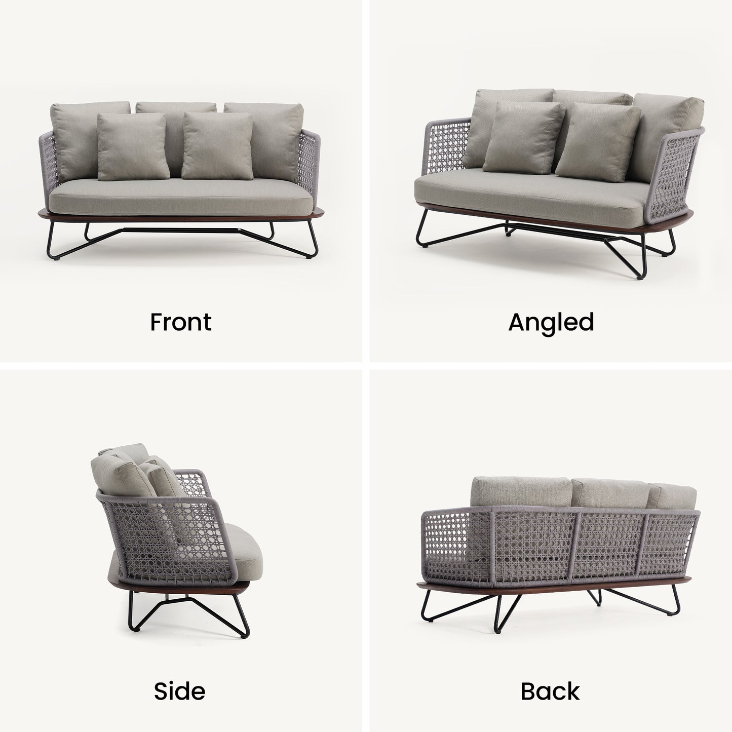 [Pre-Sale] Amalfi Woven Rope Outdoor Loveseat with Teak Base