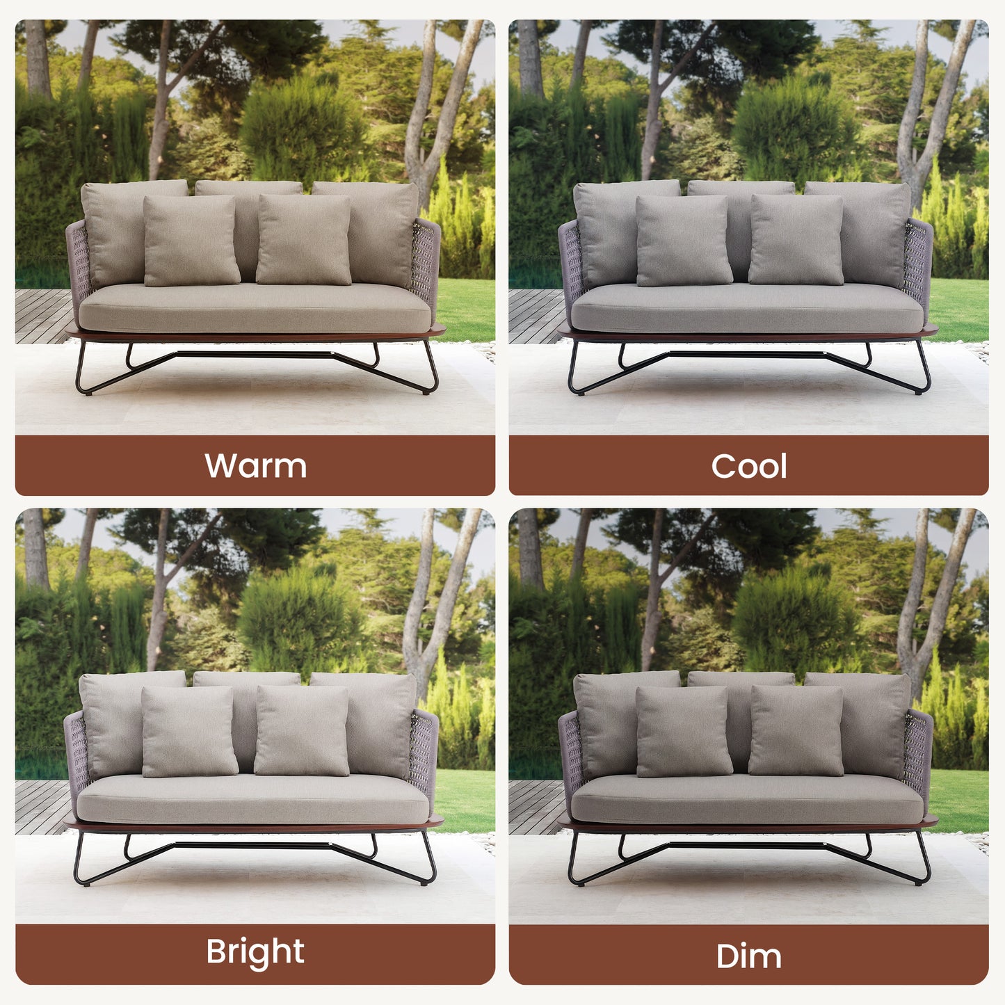 [Pre-Sale] Amalfi Woven Rope Outdoor Loveseat with Teak Base