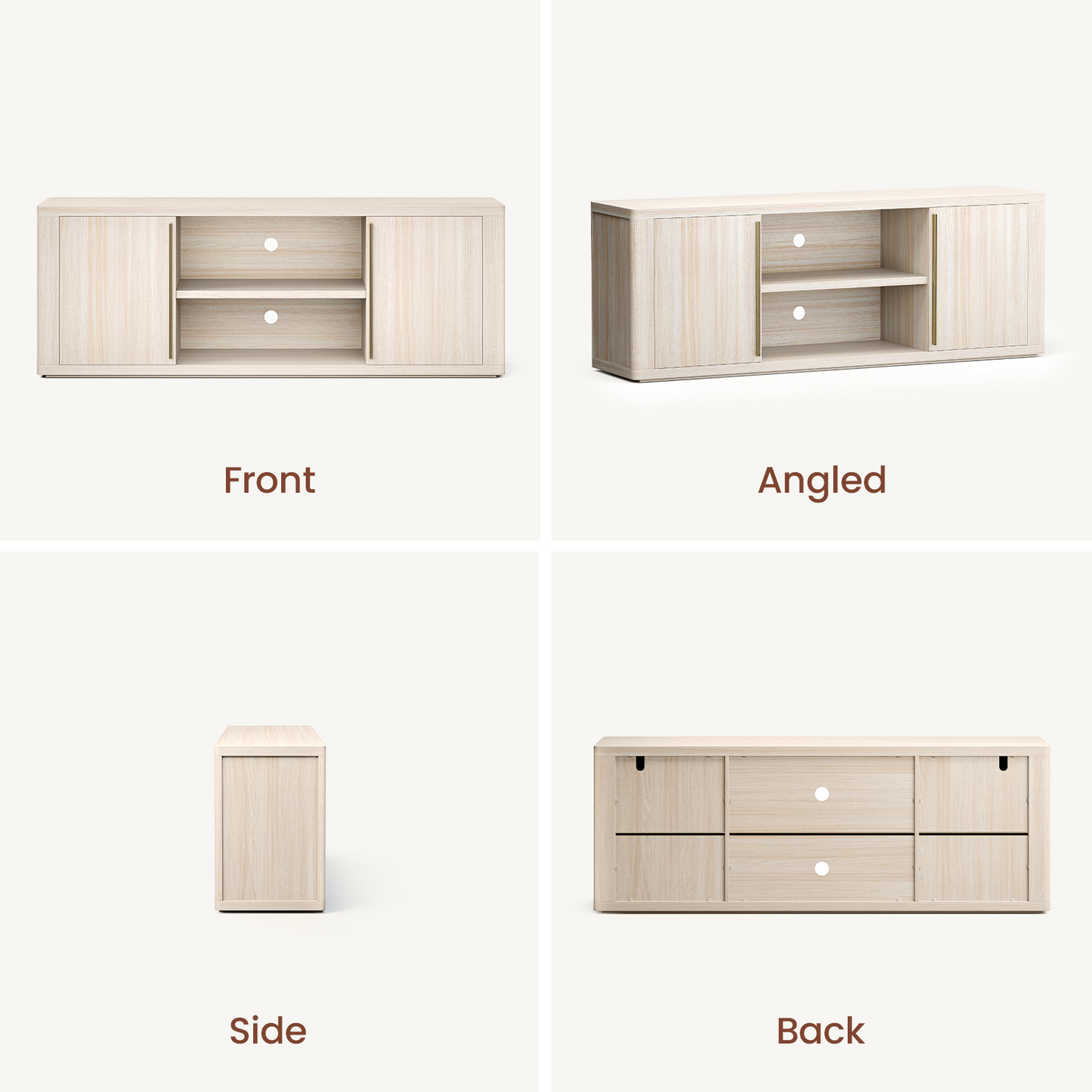 Arch 65" TV Stand with Cable Management, Beige Oak