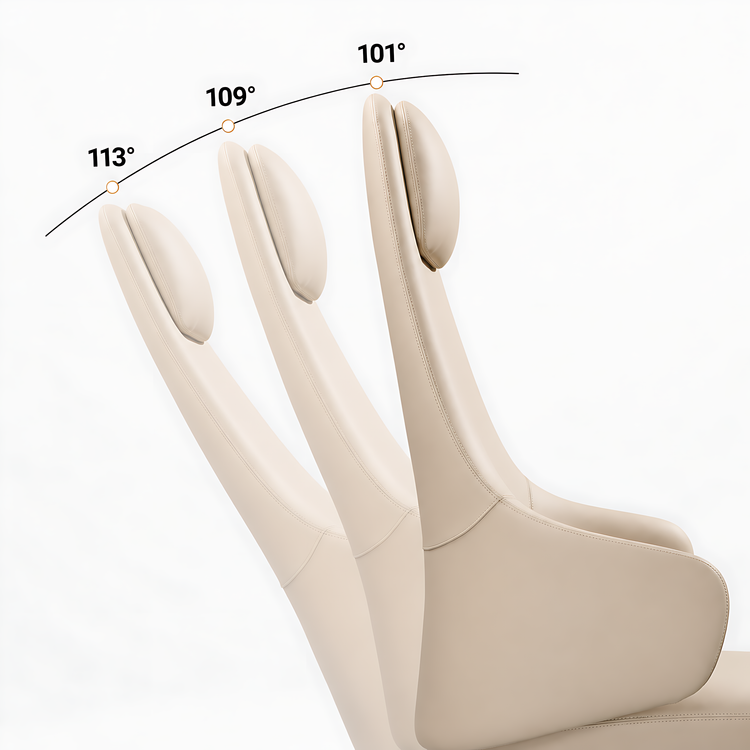 Beige PU Ergonomic Office Chair Adjustable Headrest 4-Gear Tilt