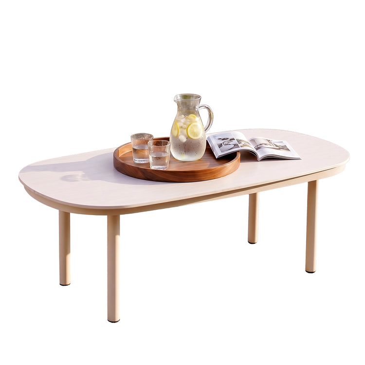 47.2" Outdoor Oval Sintered Stone Coffee Table with Bold Tube Frame