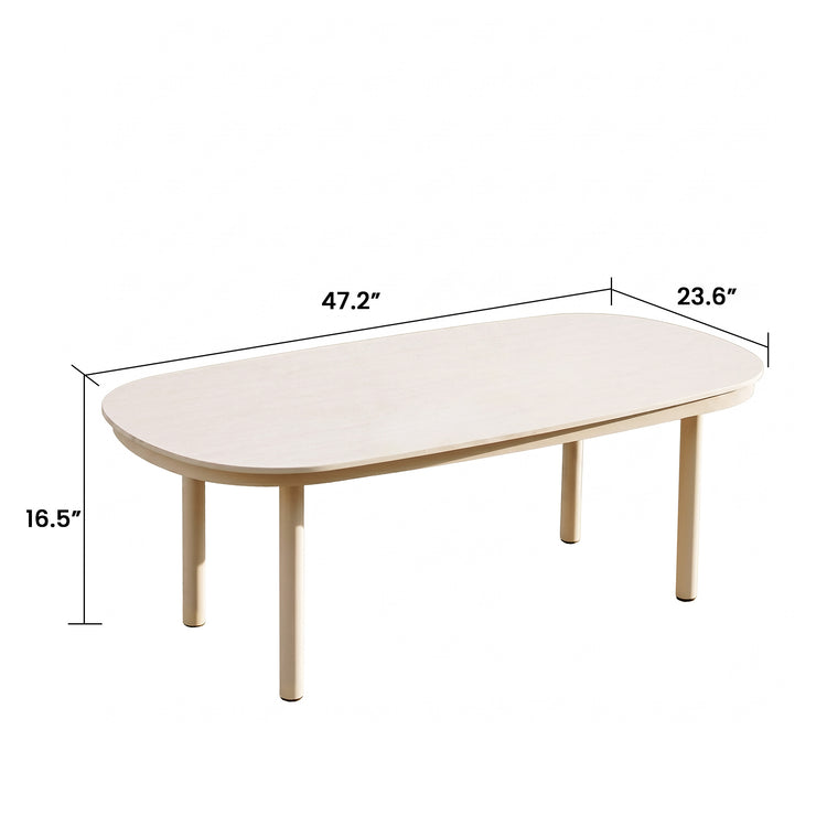 47.2" Outdoor Oval Sintered Stone Coffee Table with Bold Tube Frame