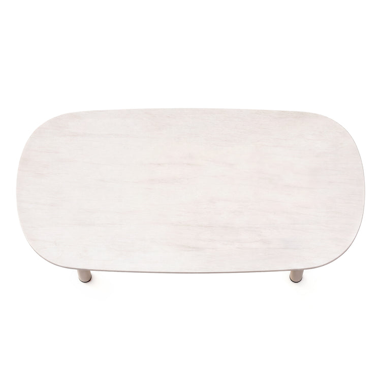 47.2" Outdoor Oval Sintered Stone Coffee Table with Bold Tube Frame