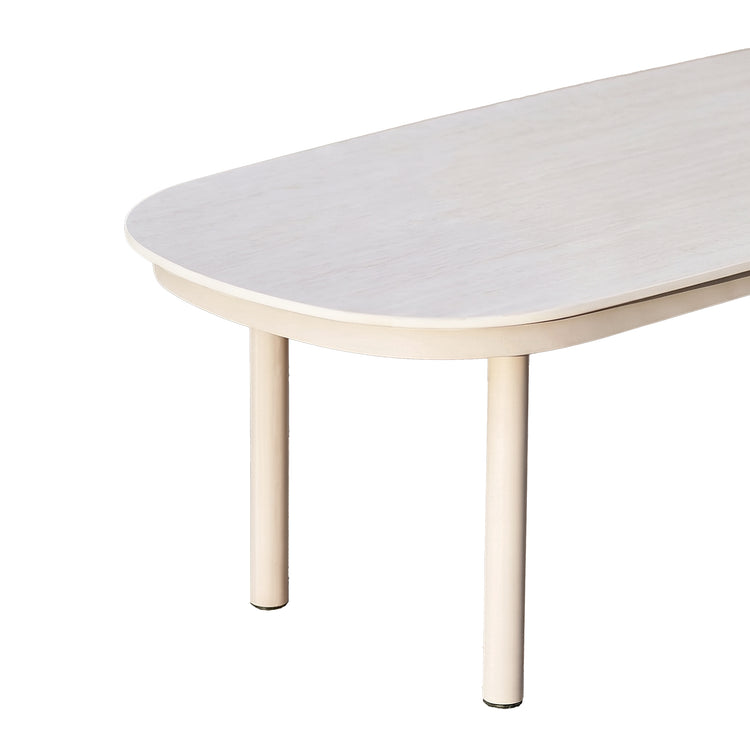 47.2" Outdoor Oval Sintered Stone Coffee Table with Bold Tube Frame