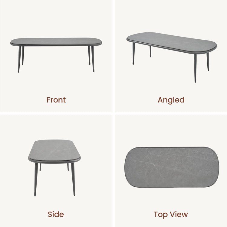95.3" Outdoor Oval Dining Table with Bold Tube Sintered Stone Top