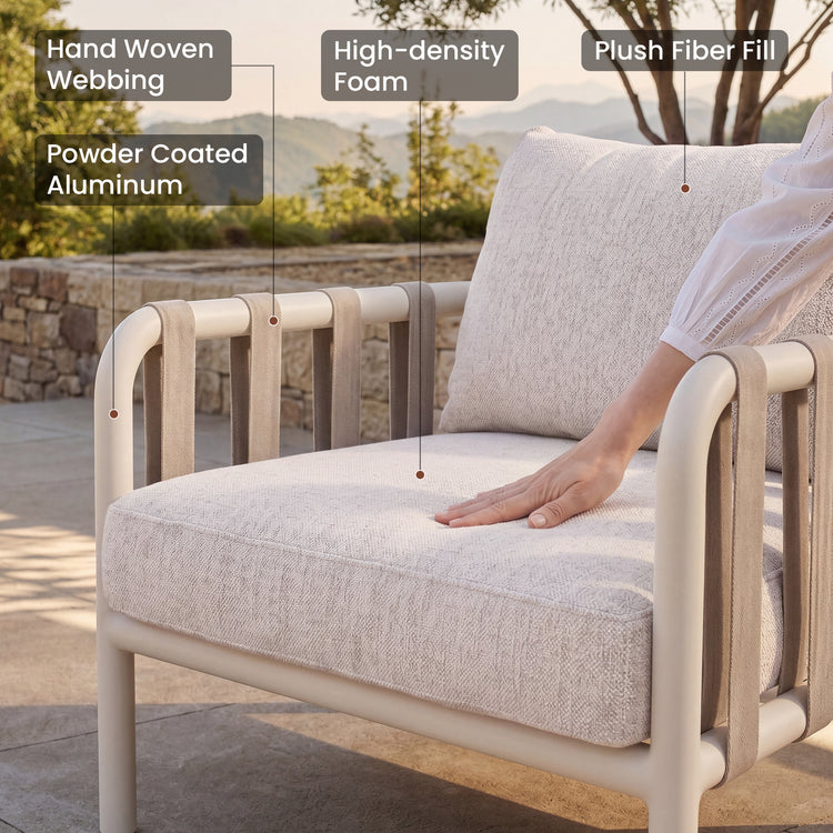 1pc 31" Tube Webbing Outdoor Lounge Chair for Garden Balcony Yard