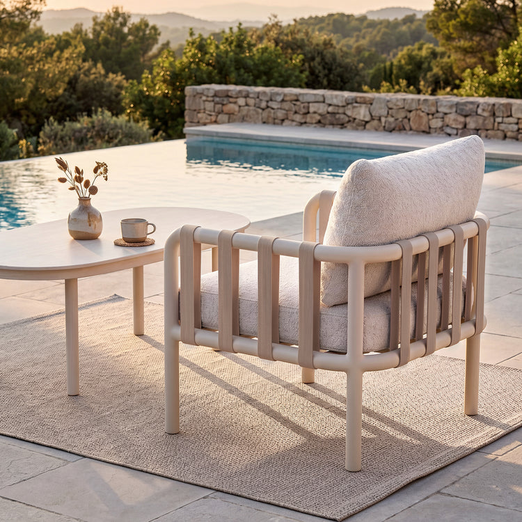 1pc 31" Tube Webbing Outdoor Lounge Chair for Garden Balcony Yard