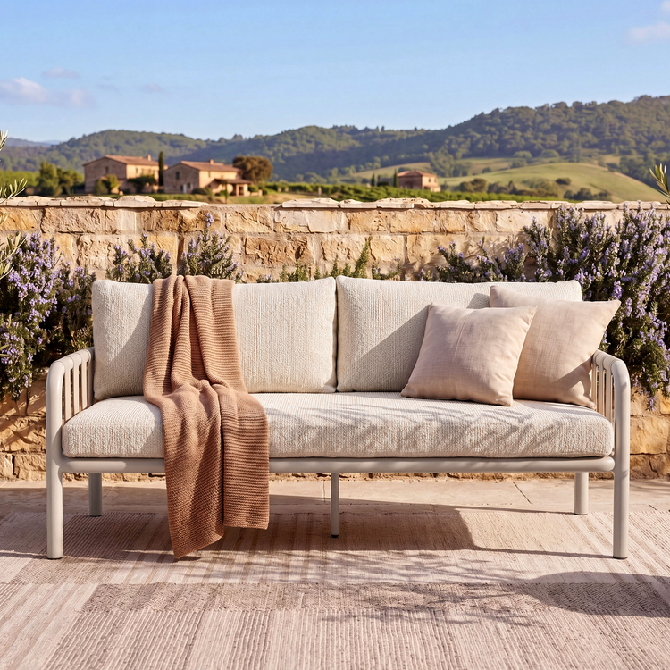 70.9" Outdoor Bold Tube Webbing Loveseat for Garden, Balcony & Yard