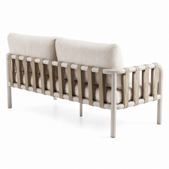 Sofa is shown from the rear three-quarter angle