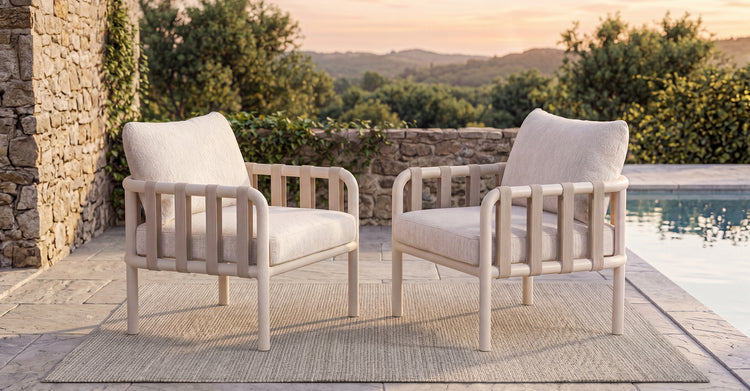 4-Pcs Modern Outdoor Bold Tube Sofa & Webbing Lounge Chair Set