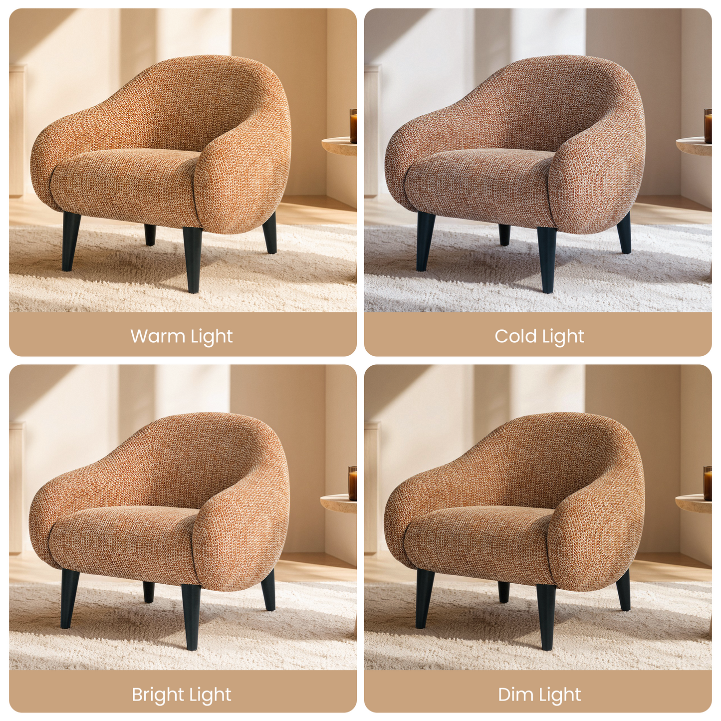 [Pre-Sale] Brown Upholstered Barrel Accent Chair with Wraparound Arms
