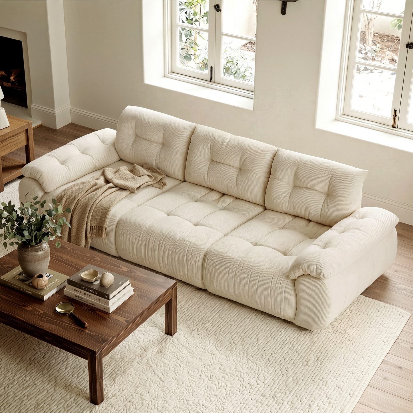 [Pre-sale] 118" Modular Chenille Cloud Sofa with Adjustable Backrests，Solid Wood