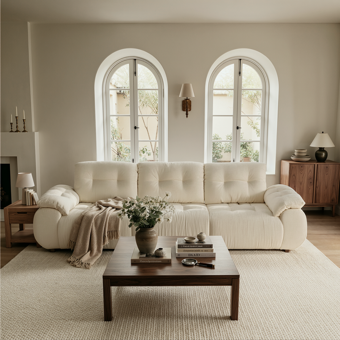 [Pre-sale] 118" Modular Chenille Cloud Sofa with Adjustable Backrests，Solid Wood