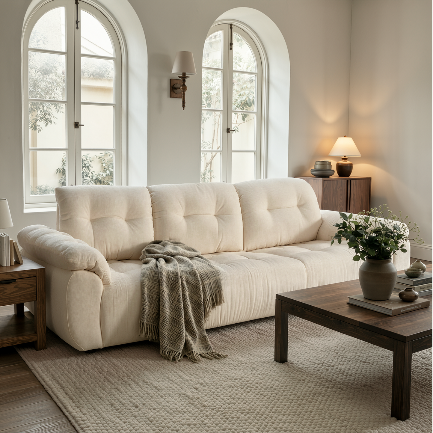 [Pre-sale] 118" Modular Chenille Cloud Sofa with Adjustable Backrests，Solid Wood