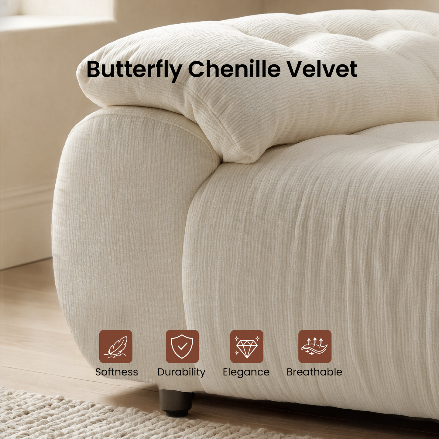 [Pre-sale] 118" Modular Chenille Cloud Sofa with Adjustable Backrests，Solid Wood