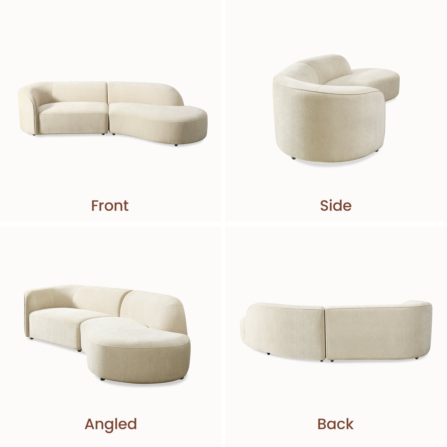 [Pre-sale] 118" Curved Chenille Sectional Sofa (Right Facing Chaise) - Solid Wood Frame