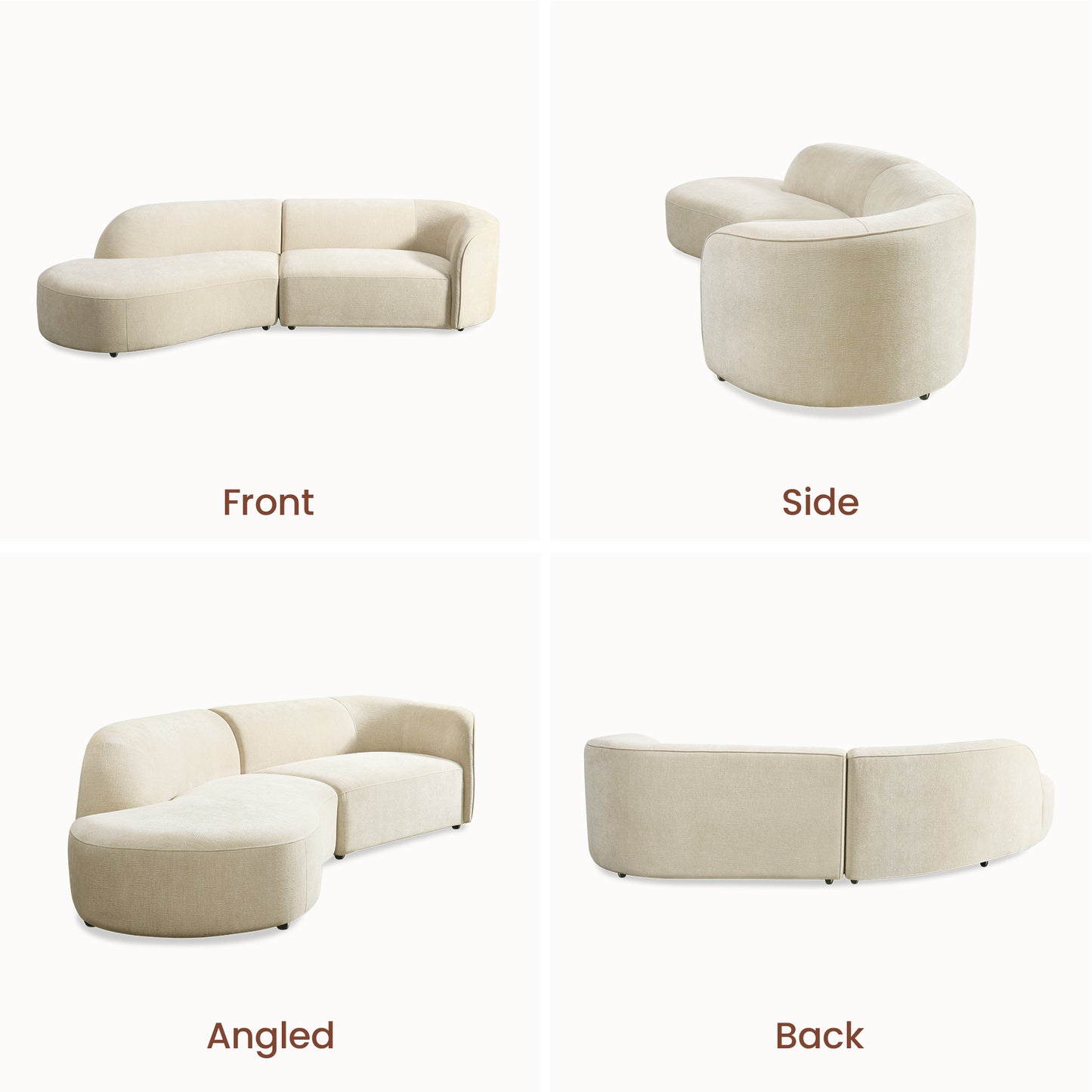 [Pre-sale] 118" Curved Chenille Sectional Sofa (Left Facing Chaise) - Solid Wood Frame