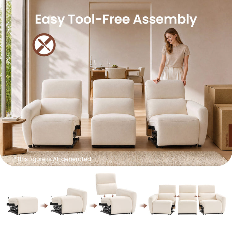 Cirrus 59" Beige Zero Gravity Power Reclining Loveseat Sofa with USB & Type-C