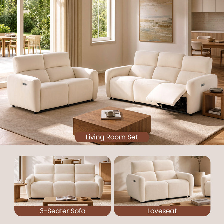 Cirrus 59" Beige Zero Gravity Power Reclining Loveseat Sofa with USB & Type-C