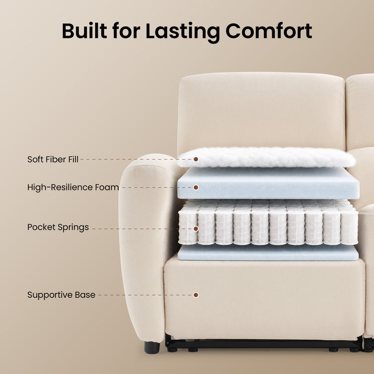 Cirrus 59" Beige Zero Gravity Power Reclining Loveseat Sofa with USB & Type-C